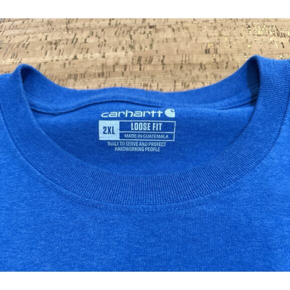 Carhartt Shirt Mens 2XL Short Sleeve Pocket Casual Crew Neck Force Blue - Picture 3 of 8